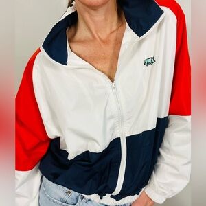 Windbreaker Jacket - Britches – Funnel Neck - Colorblock - Red, White, Navy - M